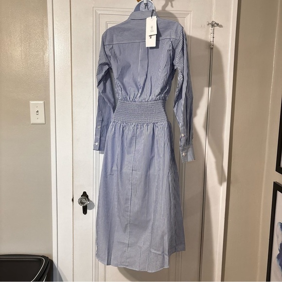 Thakoon NWT striped smocked waist button down dress size 0 - Picture 5 of 11